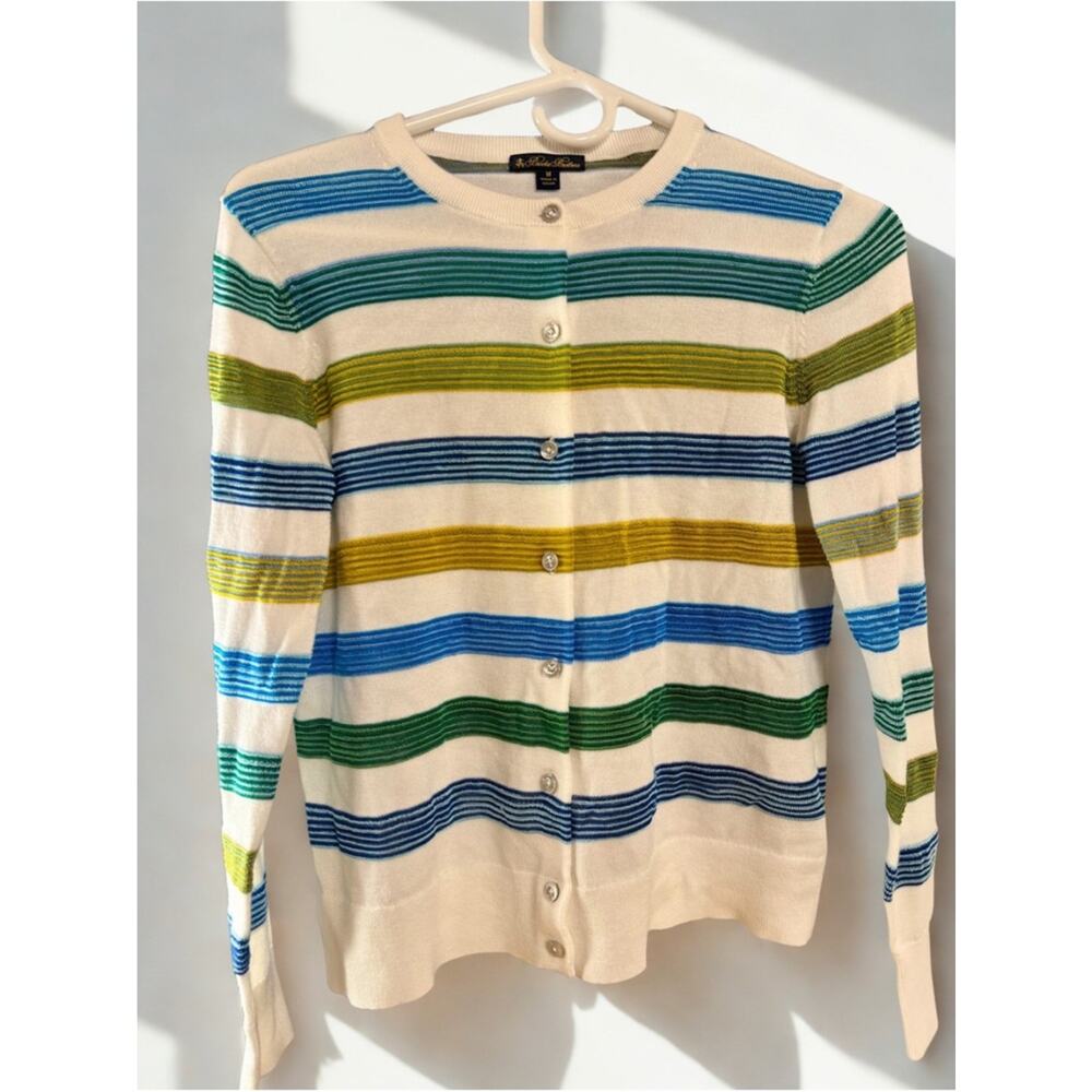 Brooks Brothers Striped Button-Down Cardigan Sweater | Size M | Coastal Preppy